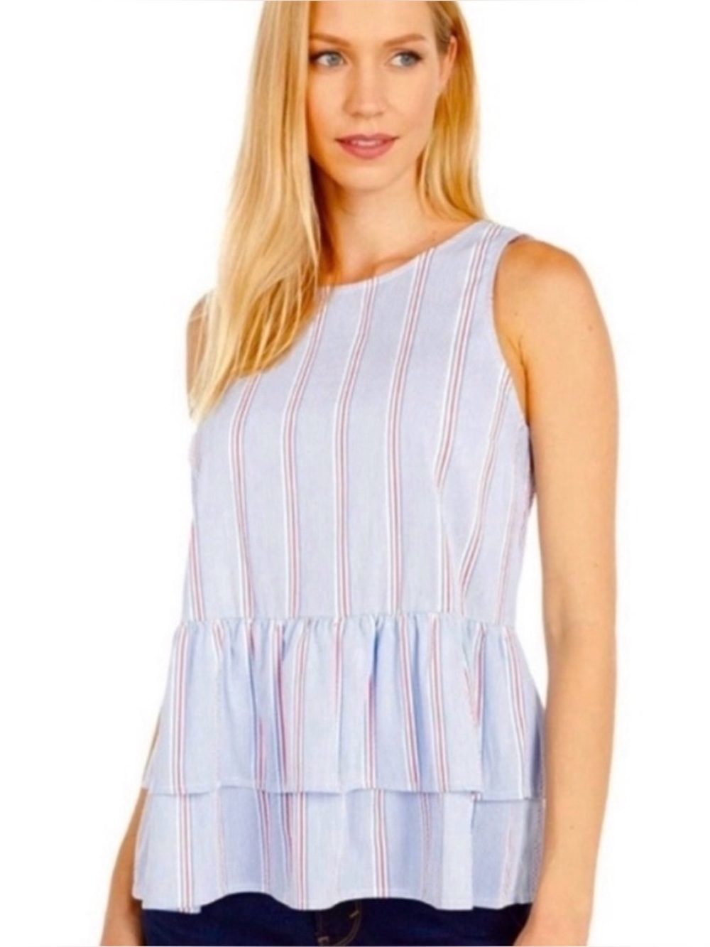 Vineyard Vines Americana Striped Peplum Top ❤️🤍💙